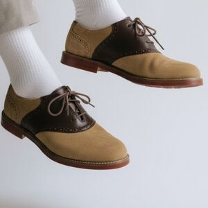 School Issue Brown and Tan Leather Oxfords